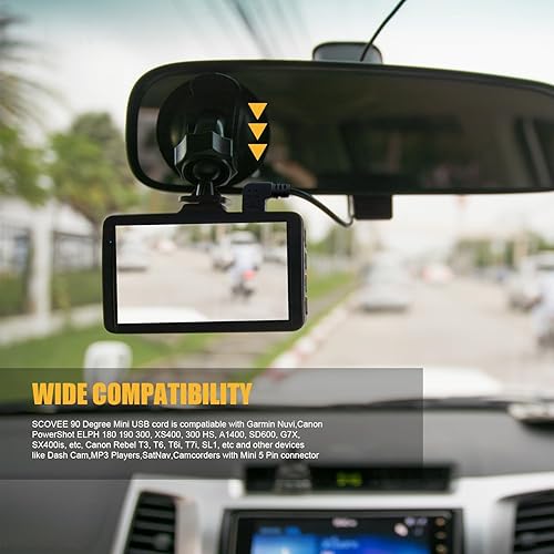 Miniatura 5 de Cable mini USB, 90 grados USB 2.0 A a Mini B USB, ángulo recto USB 2.0 A-macho a Mini-B, cable de cargador de alimentación para GPS coche Dash Cam