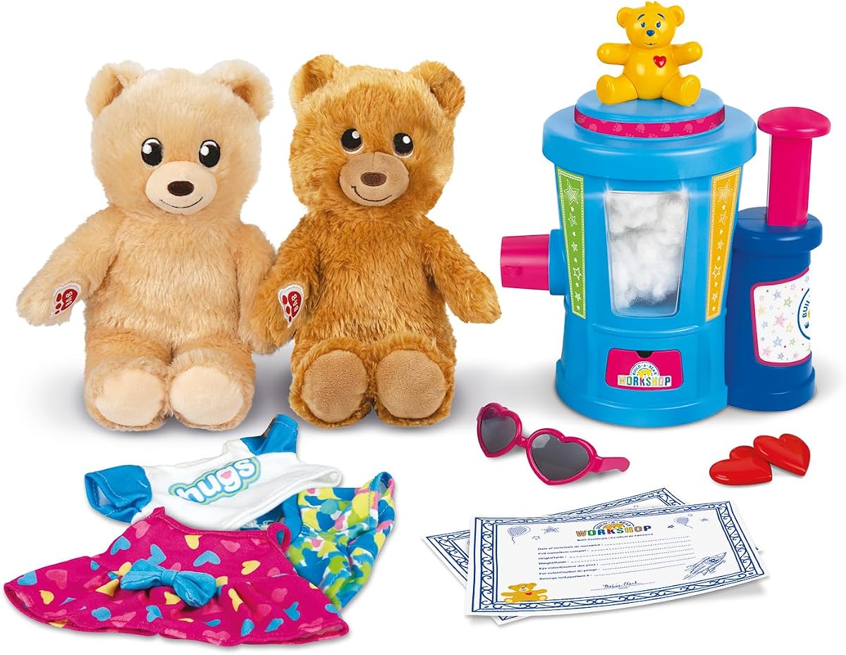 Build-A-Bear Workshop Stuffing Station | At-Home Build-A-Bear Stuffing Station with 2 Mini 9 Inch (22.9cm) Bears | Pretend Play Toy for Kids Ages 3+