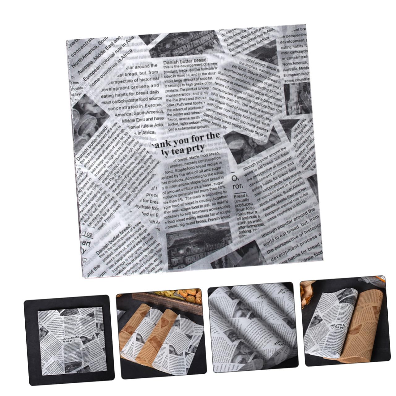POPETPOP 500 pezzi Carta da Forno Antiaderente per Fritti con Motivo Giornale per Hamburger Patatine e Snack Assorbente Olio e Adatta Pizza e Sandwich