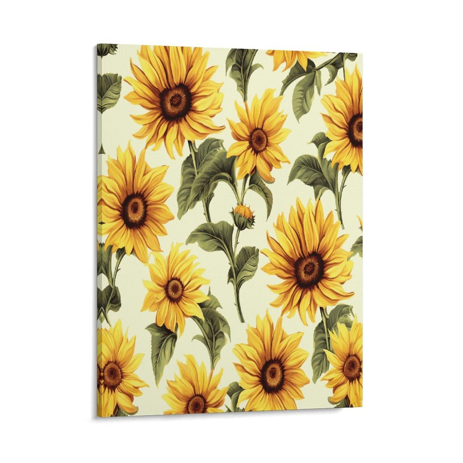 Adfgyerh Style Summer Sunflower Wall Art Framed,Canvas Prints Ready To Hang Home Decor,Canvas Wall Art For Living Room Hallway Office Wall Decor 16X20inch(41X51cm)
