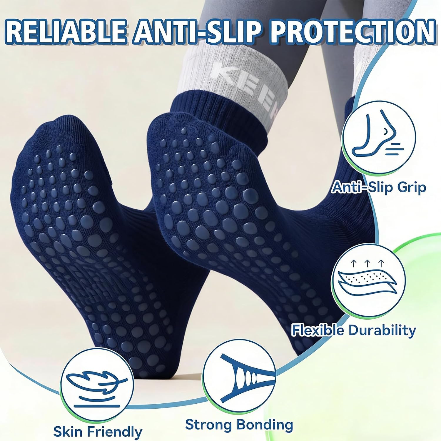 2 Pack Sock Stop, Non Slip Sock Stop Tool, Washable Sock Stop Anti Slip with Tip Applicator for DIY Fabric Rugs, Mats and Blankets, Hangers, Clothing Accessories