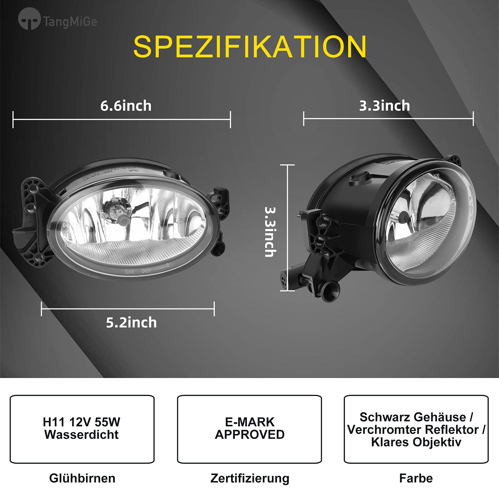 TangMiGe Fendinebbia compatibile con Mercedes Benz W169 C209 A209 C219 W211 S211 W463 X164 W251 R230 W204 S204 W164 Citaro, (Classe A CLK CLS E G GL R SL C M), 2001-2012 (Chiaro)