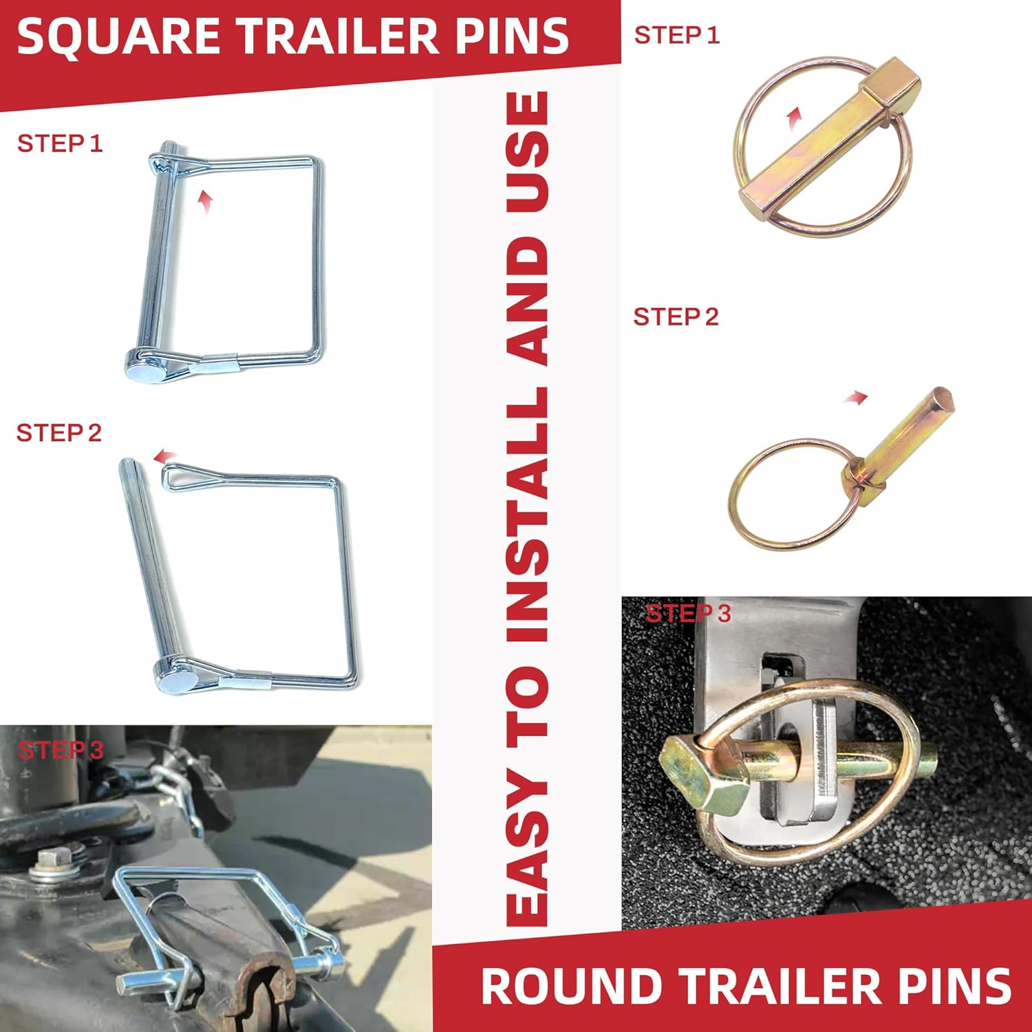 279-Piece Heavy Duty Carbon Steel Pin Assortment Kit, Hitch Lock & R-Clip Cotter/PTO Pins for Trailers/Tractors/Trucks, Galvanized Fastener Set, 18 Sizes with Tweezers & Case‌
