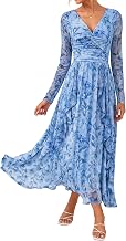 GRACE KARIN Women's Elegant V-Neck Long Sleeve Cocktail Dress Floral Dress Maxi Dress Party Wedding | Maxilang,Halbtransparente lange Ärmel,Weiches und bequemes Netzgewebe,Gefüttert,Hochzeit,Party