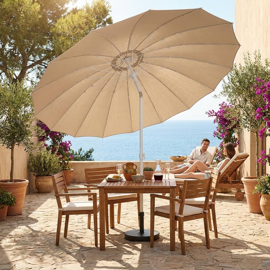 HEMAX Ombrellone da Giardino Parasole da Spiaggia 2,2mt con Palo Centrale