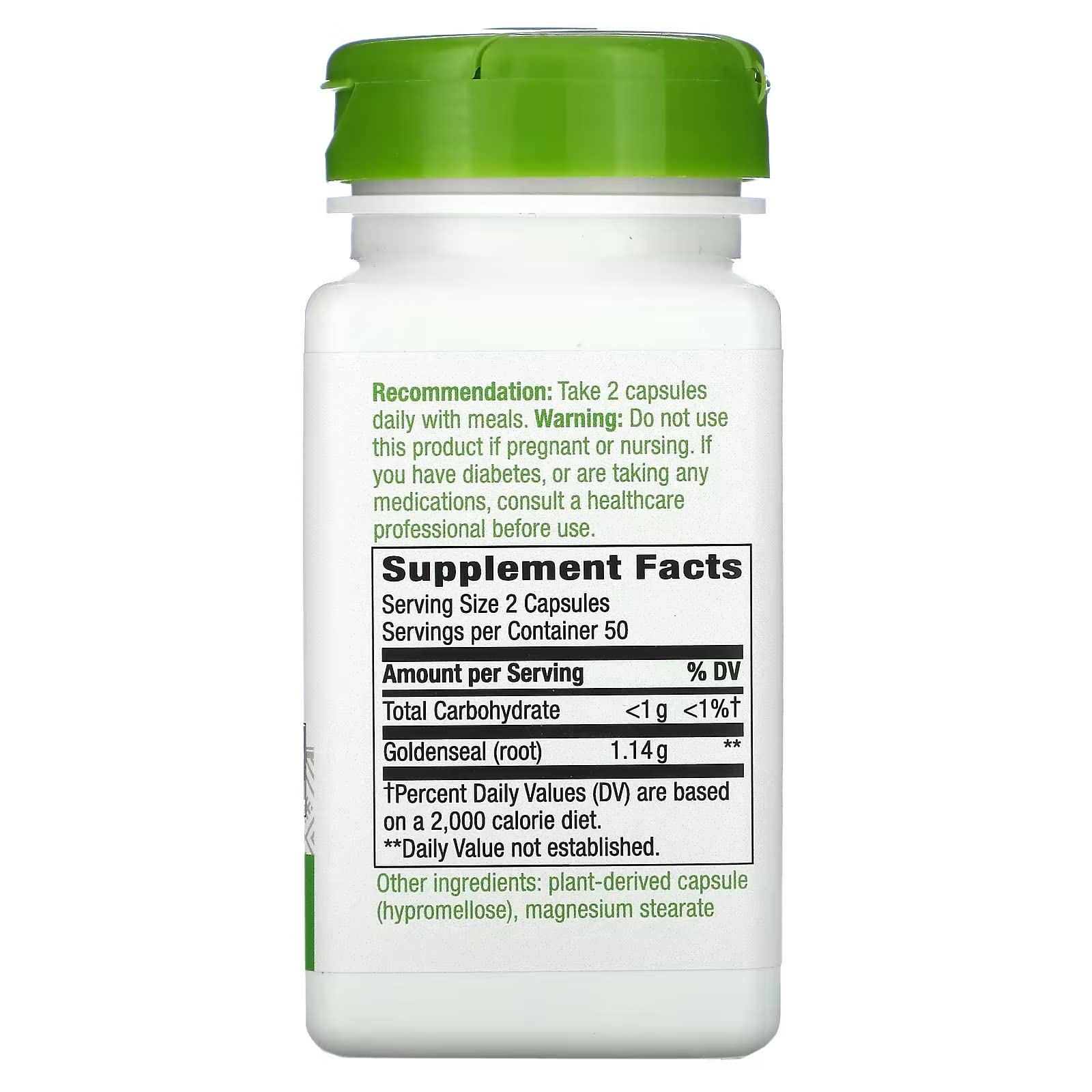 Natures Way Goldenseal Herb Capsule, 400 Mg - 100 per pack - 3 packs per case.