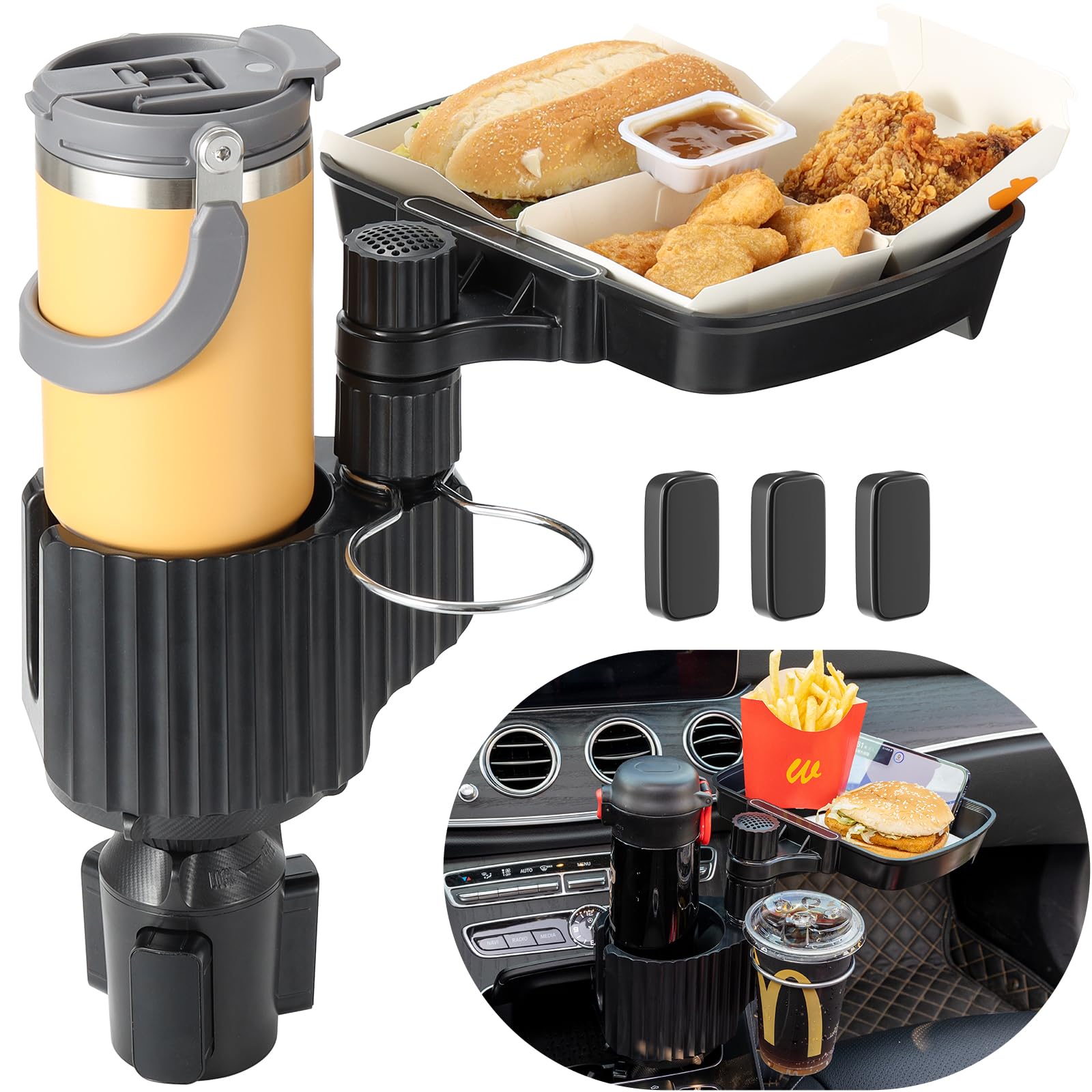 Photo 1 of **POSSIBLY MISSING PIECES*** Sancaral Car Large Cup Holder Expander, 3-in-1 Cupholder Extender with Swivel and Detachable Snack Food Tray Table for Eating, Travel Essentials for Road Trips for Driver. Model A