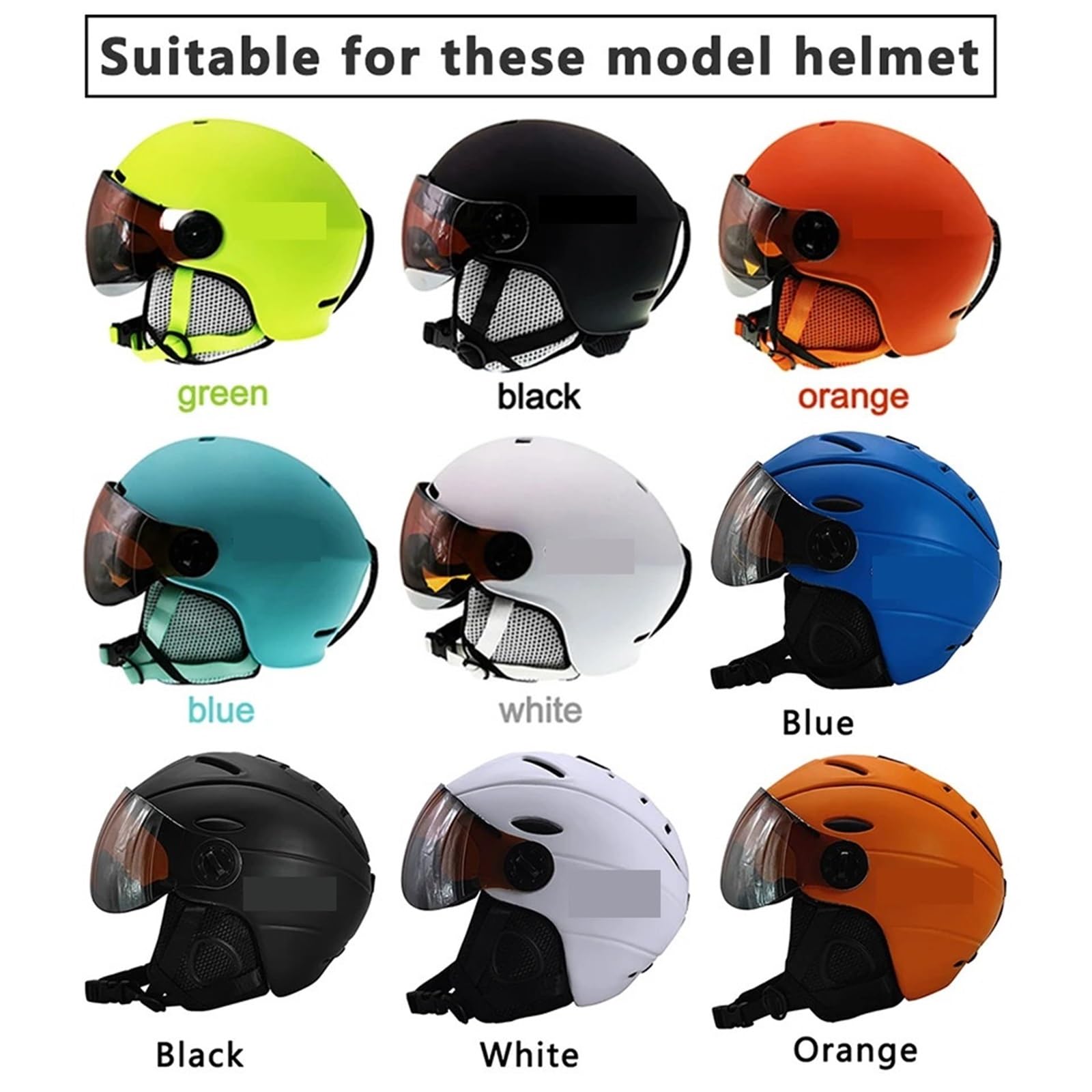 Helmlinse Gesichtsschutz Visier Outdoor-Skiausrüstung Zubehör Skihelm Visier Ersatzlinse UV-Schutz Motorradhelm Visier(Black Lens)