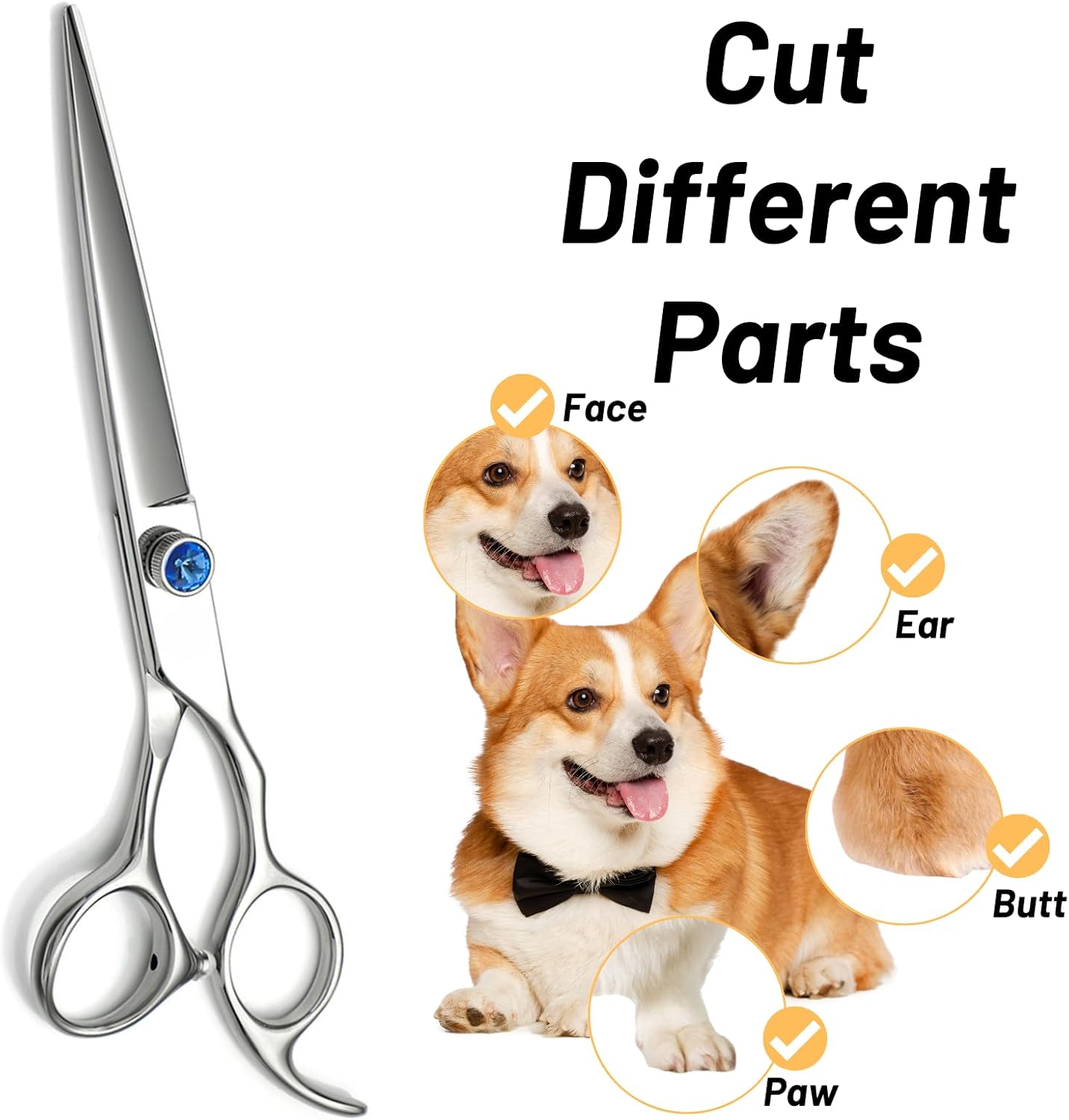 10 inch Straight Dog Grooming Scissors, Japan VG10 Steel Dog Scissors for Grooming, Sharp Professional Pet Hair Cutting Shears for Dogs Cats Groomer, with Ergonomic Handle & Adjustable Screw