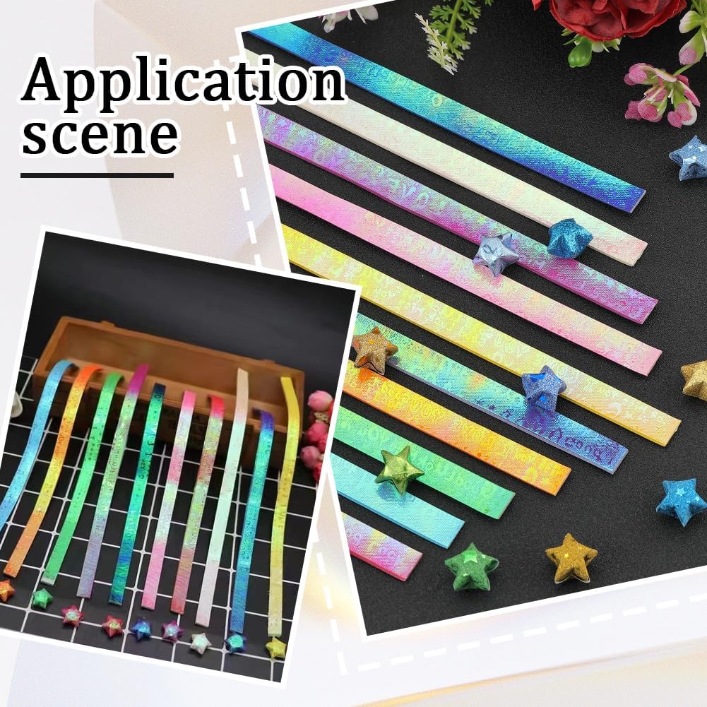 SUNNYCLUE 900 Sheets Star Paper Strips Stars Origami Pearlescent Love You Green Pink Blue Purple Lucky Double Sided Origami Paper for Craft DIY Hand Art Projects Crafting Supplies Wedding