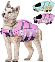Vista 28 de Kuoser - Chaleco salvavidas para perros con tiras reflectantes - Chaleco ajustable de alta visibilidad, salvavidas de ripstop, preservador