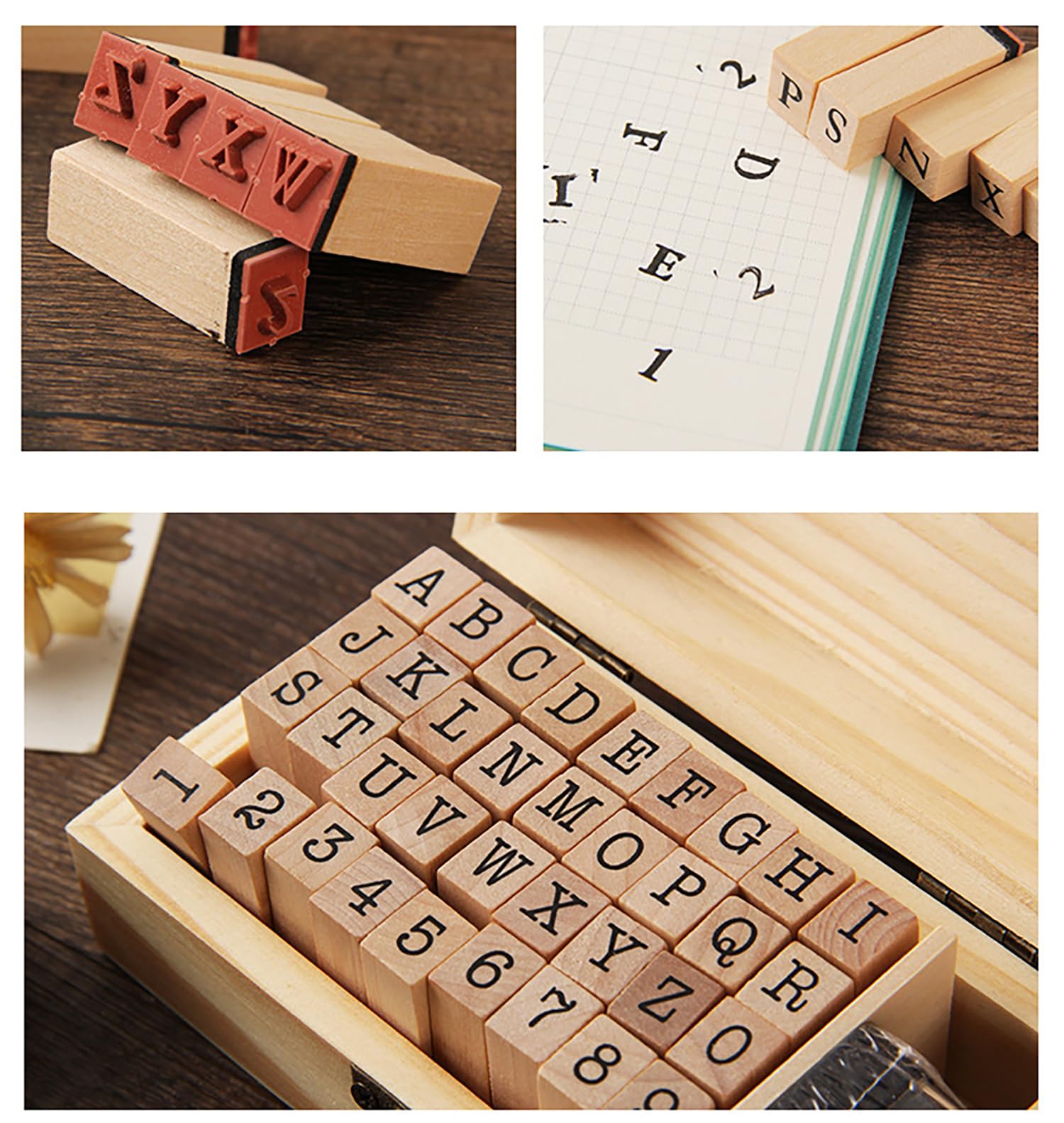 36Pcs Wooden Stamps - Alphabet & Numbers for Crafts -3
