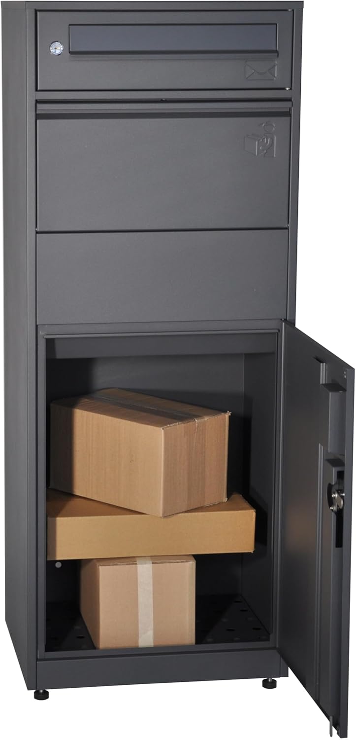 Parcel Box Anthracite Matt RAL 7016 Parcel Box for Parcels Letters Messenger Box Contactless Reception Steel Powder Coated Weatherproof Safe