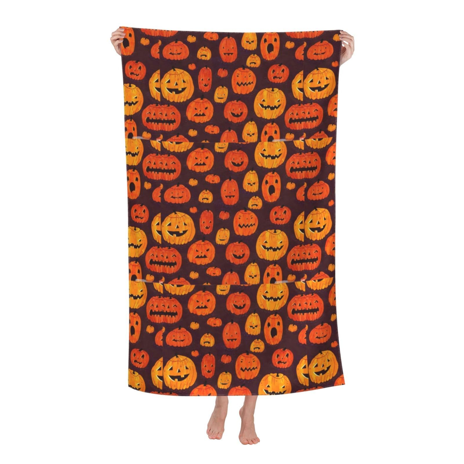 Cbaaghh Halloween Pumpkin Print Adult Beach Towels,Beach & Pool Towel,Beach Towels,Towels For Camping