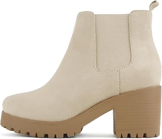 Soda Top Shoes Jaber Ankle Boot W Lug Sole Elastic Gore and Chunky Heel
