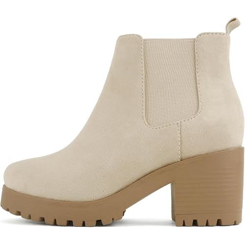 Soda Top Shoes Jaber Ankle Boot W Lug Sole Elastic Gore and Chunky Heel
