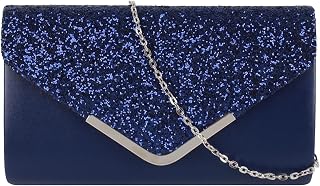 Women Envelope Clutch Bag Elegant Sequins Wedding Evening Clutch Purse Chain Shoulder Bags Sparkly Evening Bridal Prom Party Handbag Purse