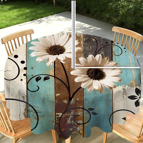 ACRNIGHEET Outdoor Tablecloth with Umbrella Hole, Waterproof
