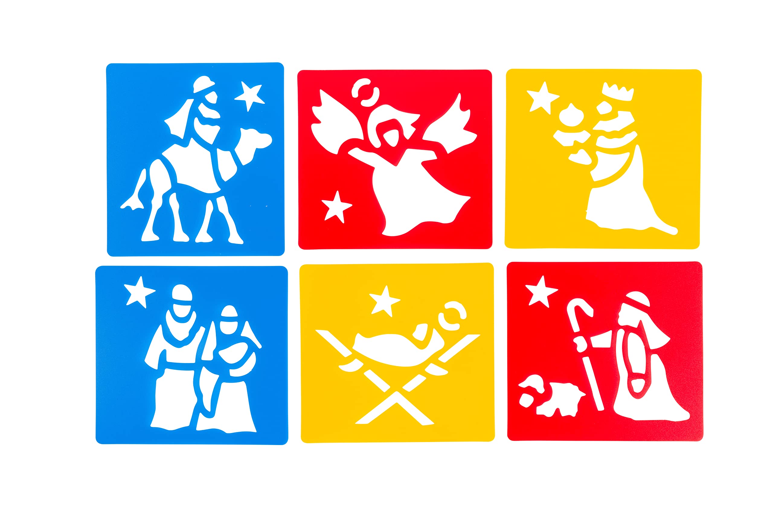 Christmas Crafts | Washable Strong Plastic Stencils | Christmas Nativity Scene Themed | Pack of 6 Stencils