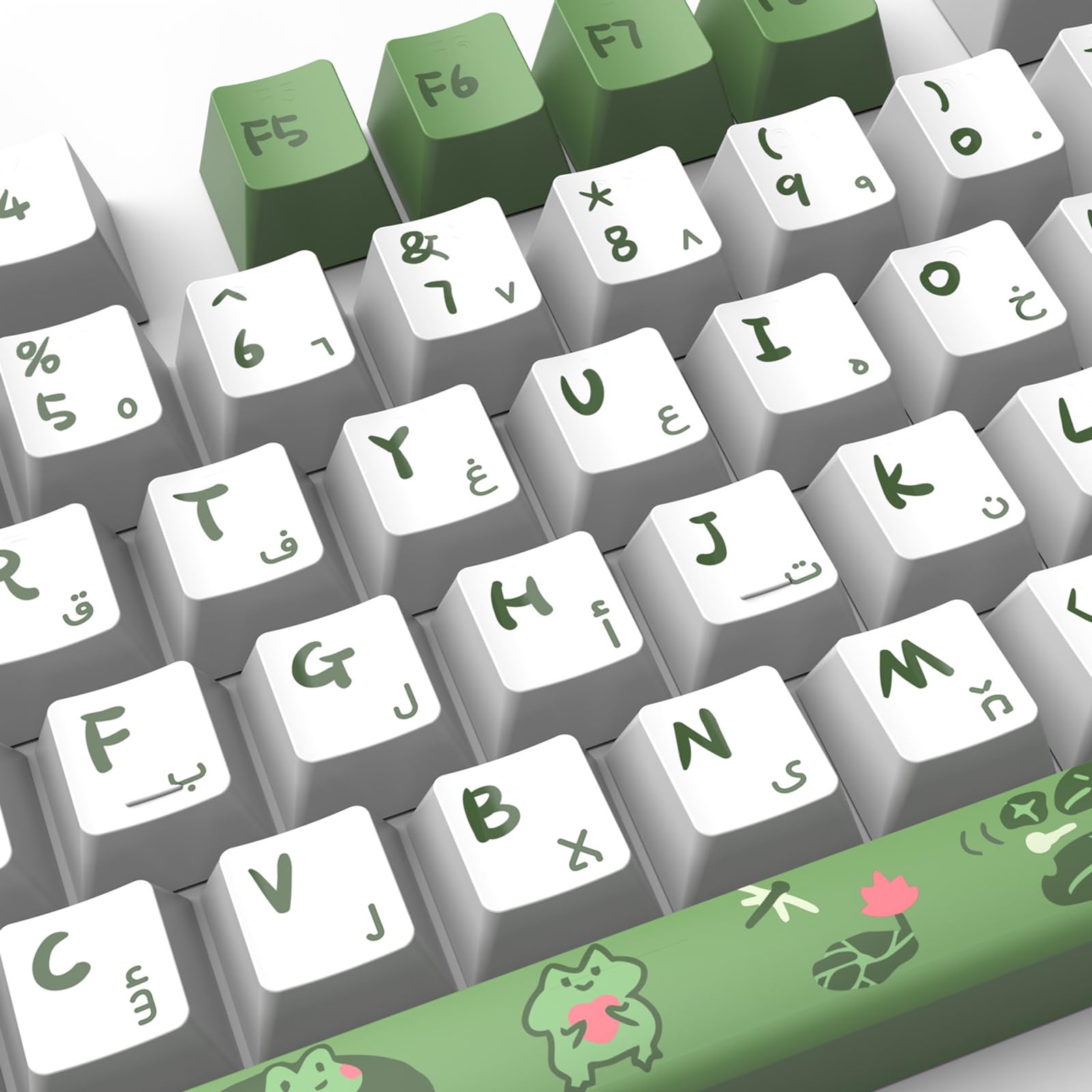 WUURAA Keycaps 129 Keycaps OEM Profile Cartoon Frog Theme Keycap Set Pour 61/87/104/108 Disposition Clavier Mécanique Ordinateur Périphériques
