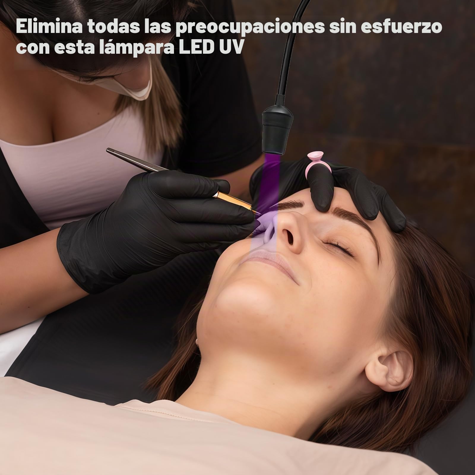 Lámpara UV para Pestañas, Luz LED UV 10W para de Curado | Luz LED UV, de Cuello de Cisne, Curado Rápido en 1-3 Segundos para Extensiones de Pestañas con Función Temporizador