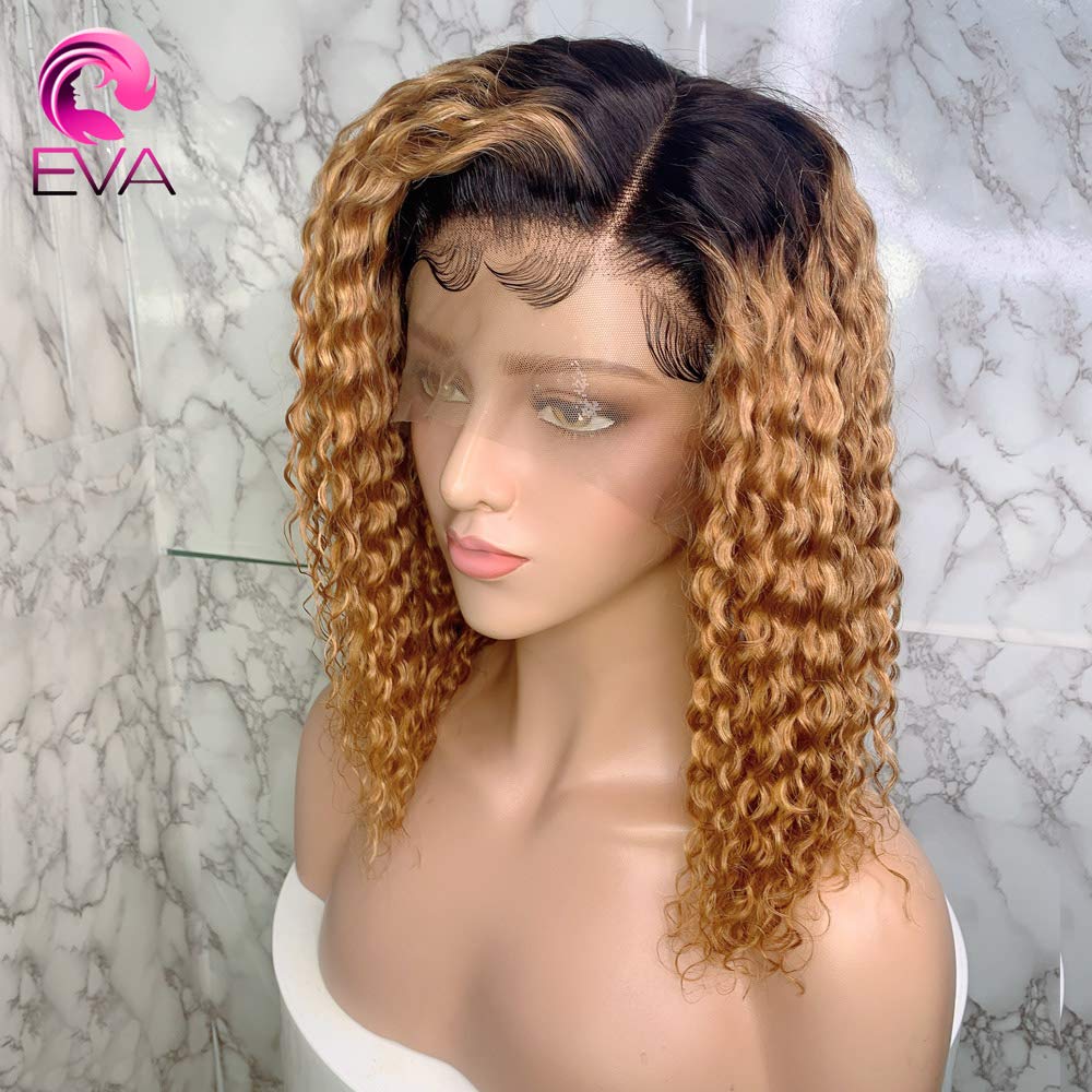Amazon.com : Eva Hair 13x6 Blonde Lace Front Human Hair Wigs Curly Colored  Ombre Lace Front Wig Pre Plucked With Baby Hair Brazilian Virgin Hair 1B/8#  (14 inch with 150% density) :