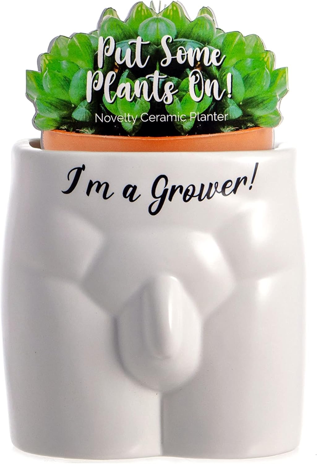 Boxer Gifts Grower Novelty Body Shaped Plant Pot | Funny Rude Home Décor Gift, Ceramic, White,Black, One Size
