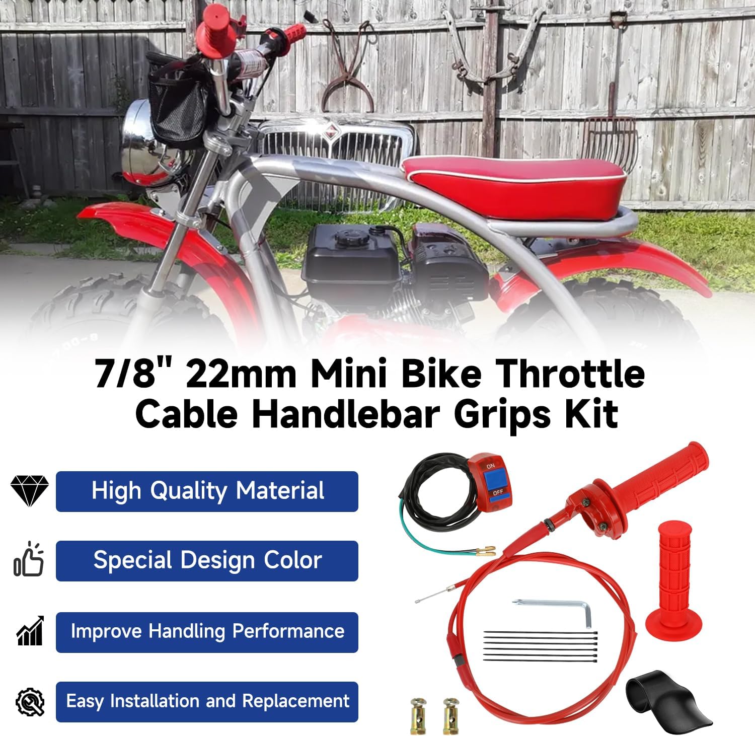Aluminum 212 Hemi Flywheel 10krpm & 7/8" Mini Bike Throttle Assembly Kit Compatible with Coleman CT200U CT200U-EX BT200X Baja Warrior MB200 MB165 Mini Bike Go Kart Parts