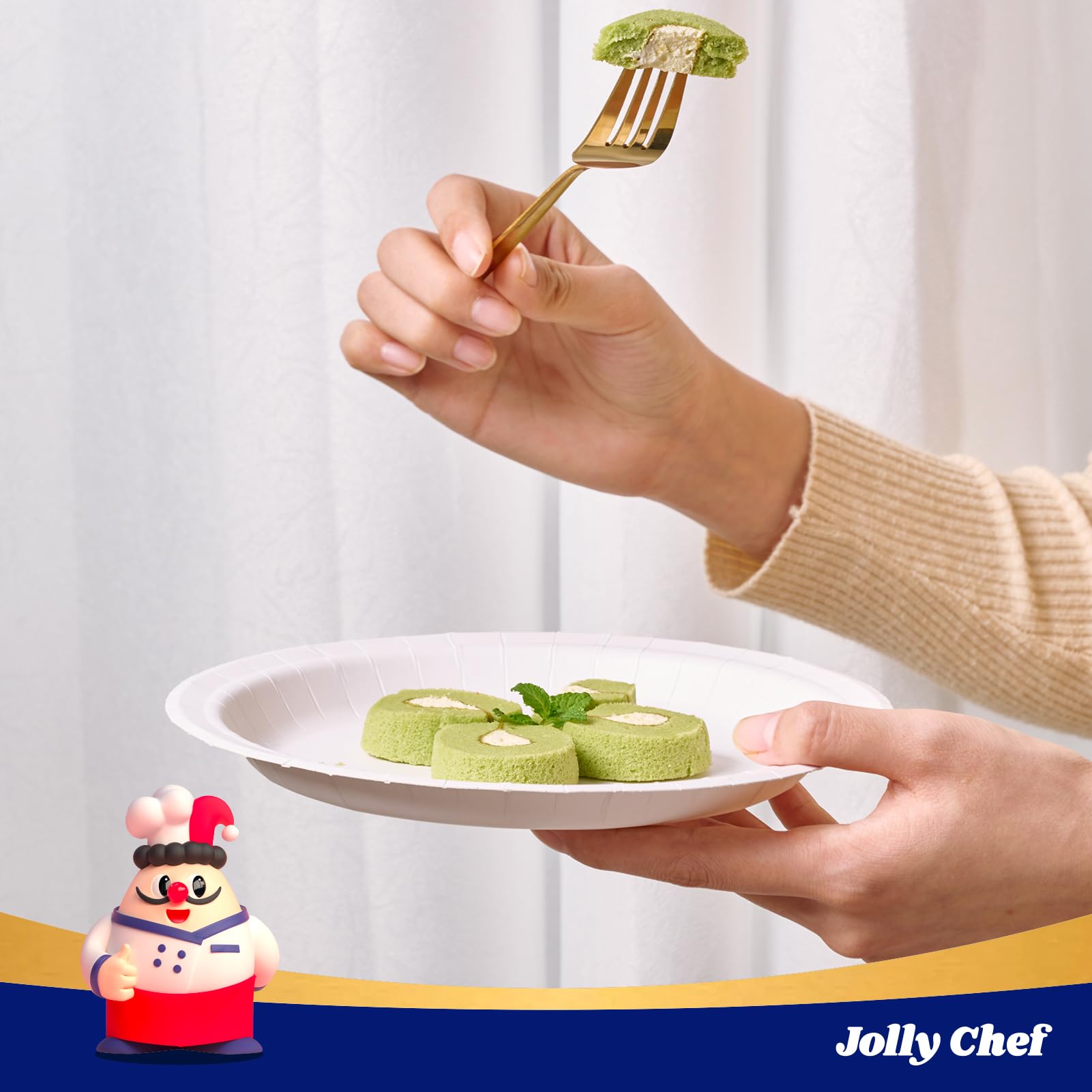 JOLLY CHEF Disposable Paper Plates - 140 Pack -3