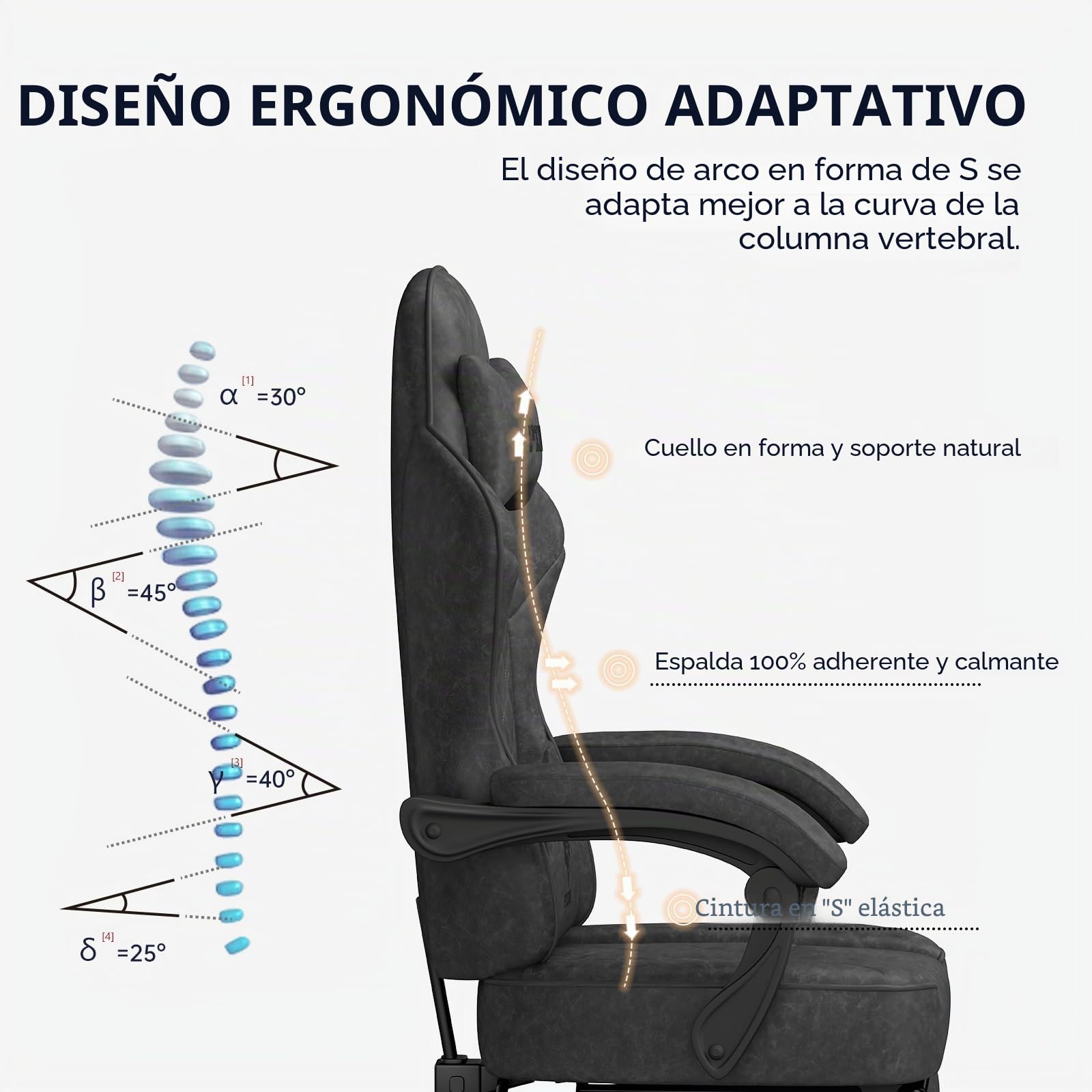 PZDO Silla Gaming Ergonómica Silla de Oficina con Tejido de Alta Tecnología, Silla Gamer Silla Ordenador con Reposapiés, Cadeira Gaming Chair de Ordenador, Adultos, Adolescentes (Negro)