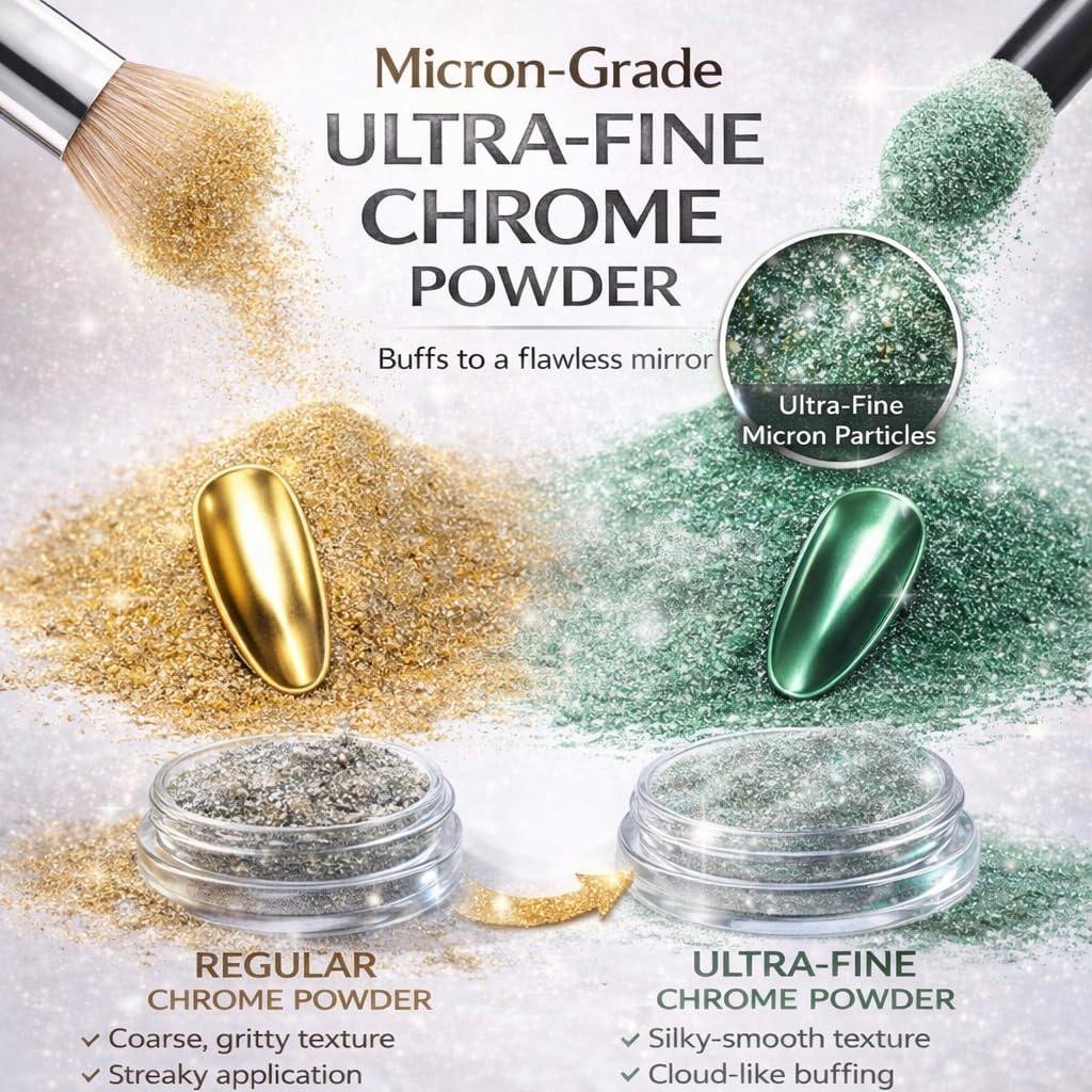 BALTIC DAY Chrome Powder - 48 Color Artist Set for Nails & Resin | Metallic Mica Pigment Kit for Nail Techs, Resin Art & DIY Crafts