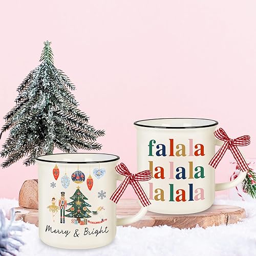 Miniatura 6 de 4 mini tazas de Navidad con cinta a cuadros de 8.5 onzas de acuarela cascanueces mini taza de café, tazas de fiesta de invierno de Navidad para