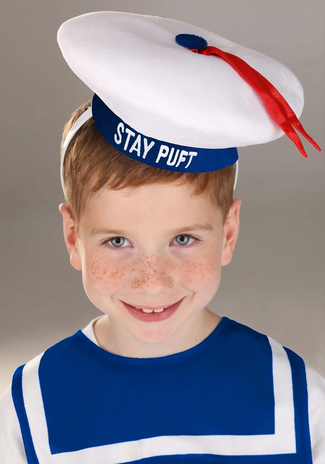 Stay Puft Costume Kit for Kids - Hat Headband and Collar with Printed Stripe