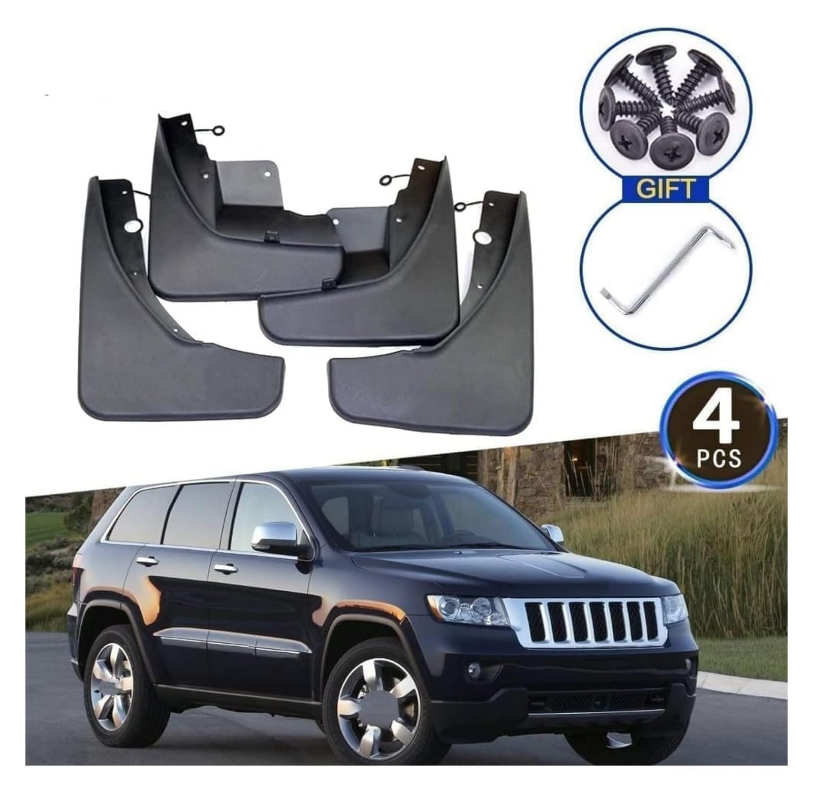 Per Grand Cherokee WK2 2011-2022 Paraspruzzi Parafango Anteriore Posteriore Protezione Completa Auto Parafanghi Anteriori E Posteriori
