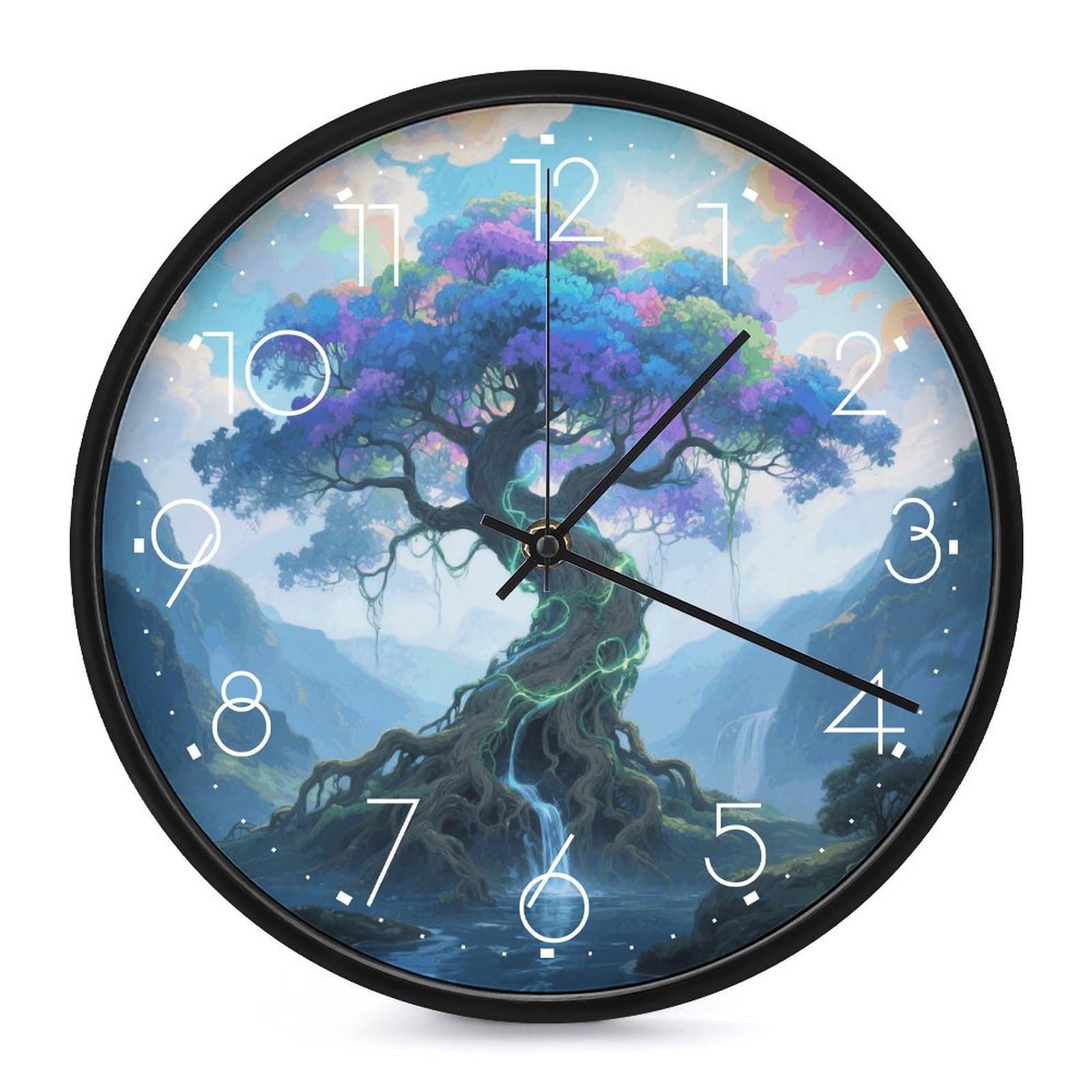 Horloge murale arbre de vie blanche 25cm silencieuse pour cuisine appartement et salle de bain