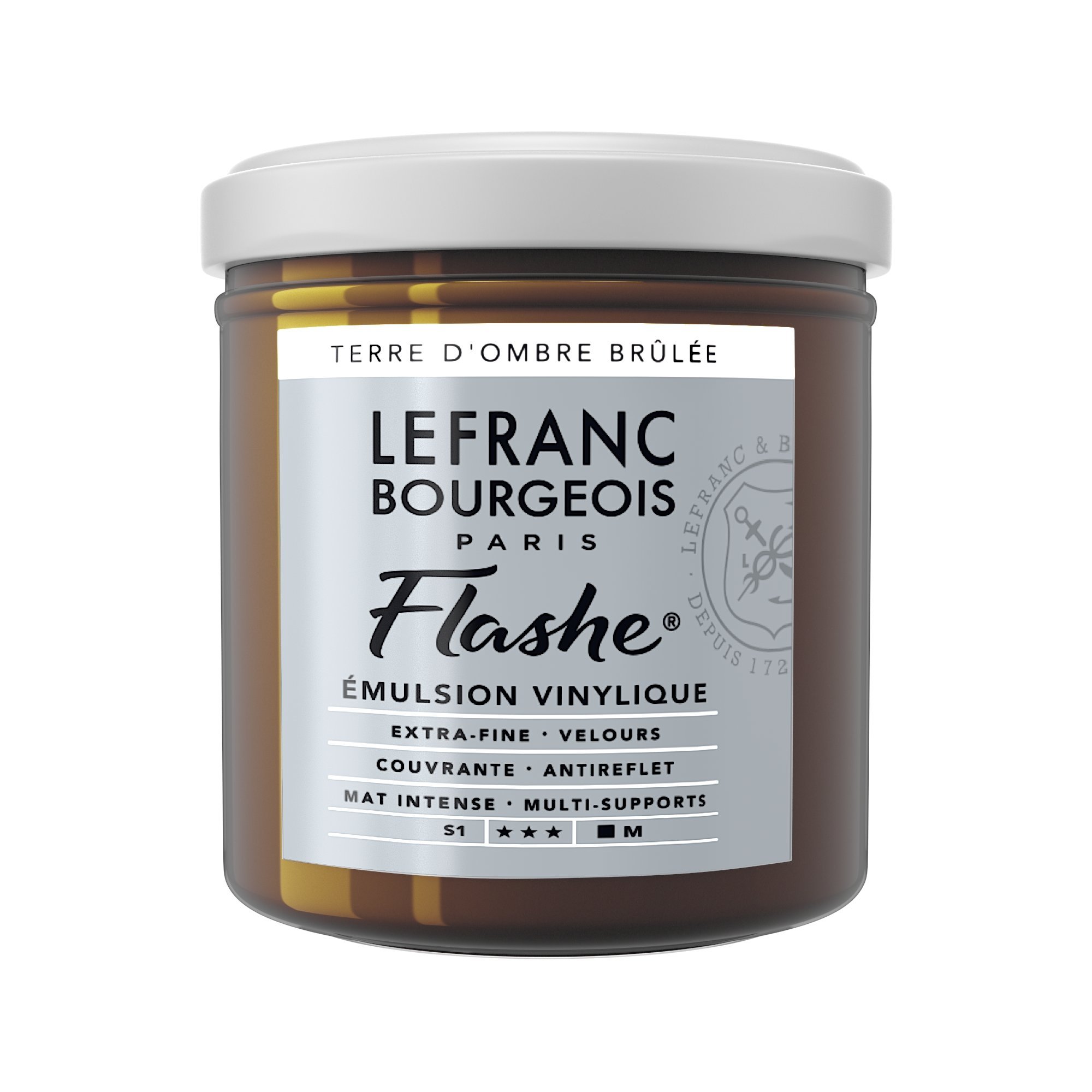 Lefranc Bourgeois Flashe, Extra-Fine Acrylic Vinyl Emulsion, Artists Quality, Burnt Umber, 125ml Pot