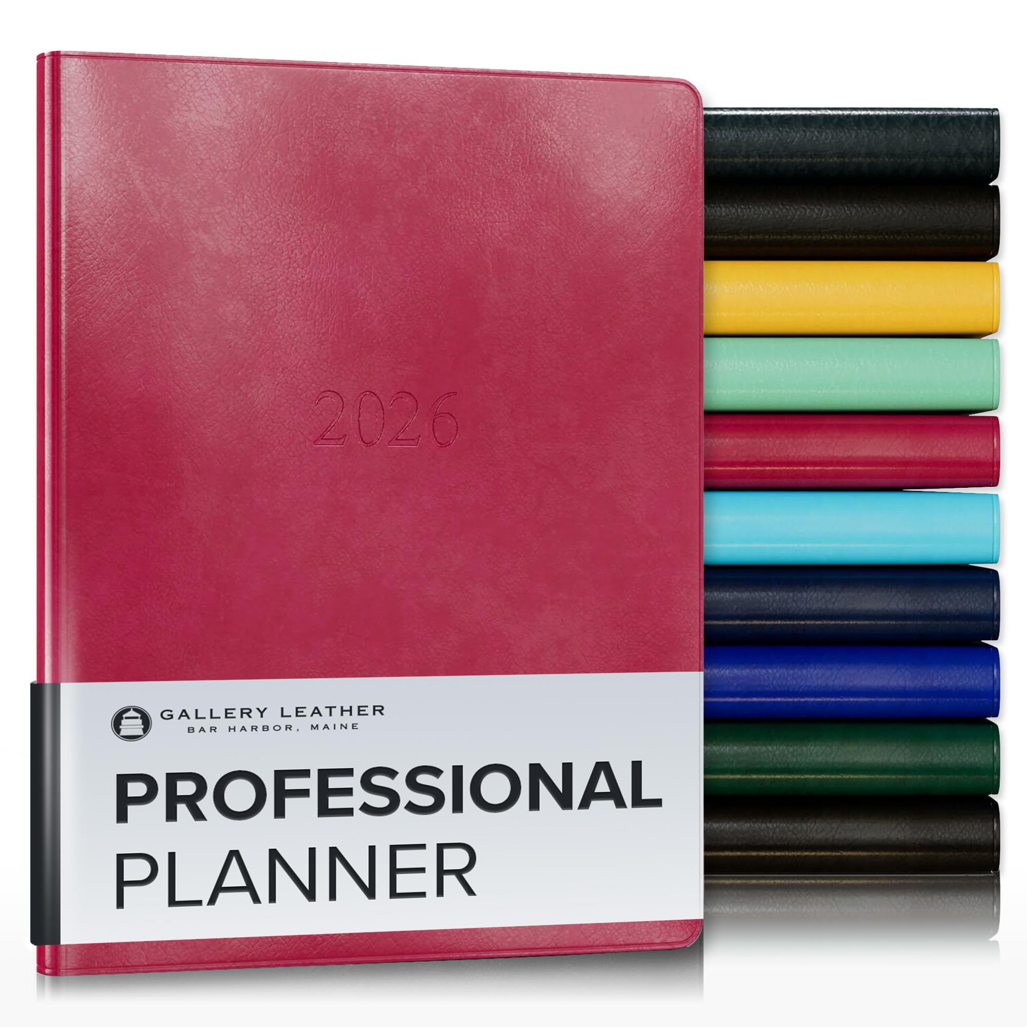 Gallery Leather Professional Weekly Monthly Planner 2026, Elegantly Bound Calendar Planner and Notebook with Stylish Gold-Gilded Page Edges, 12 Months