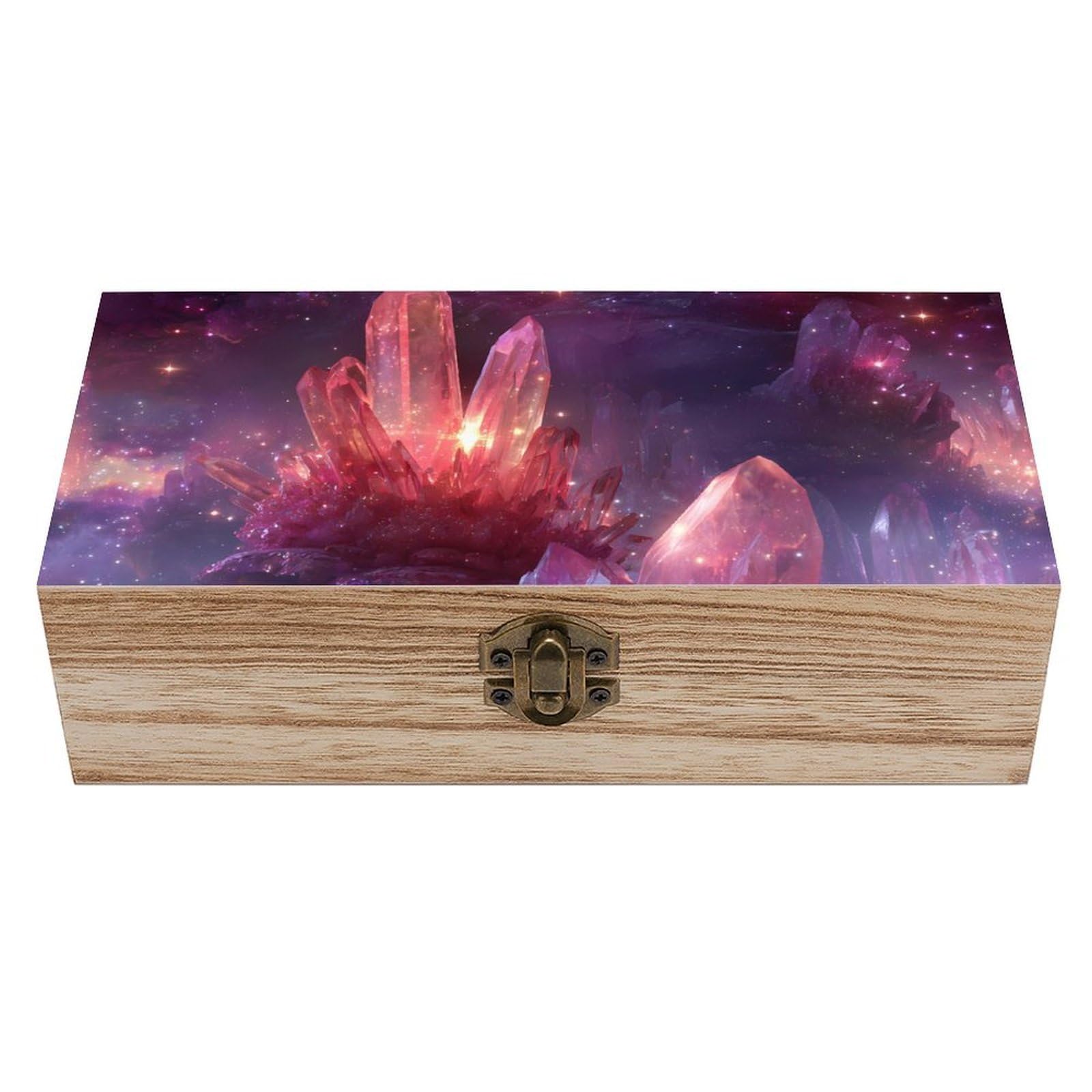 HLBSDM Ethereal Crystal Wooden Storage Box Craft Memory Keepsake Treasure Chest Box Jewelry Organizer