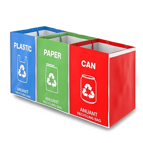 Bolsas separadas para reciclaje de basura para cocina, oficina en casa, de gran tamaño, resistentes, de doble asa, contenedores de clasificación de