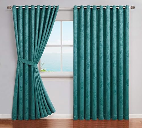 Miniatura 3 de WARM HOME DESIGNS Par de 2 paneles divisores de ambientes extra anchos de 108 x 120 pulgadas en relieve con hojas 3D. Las cortinas de piso a techo