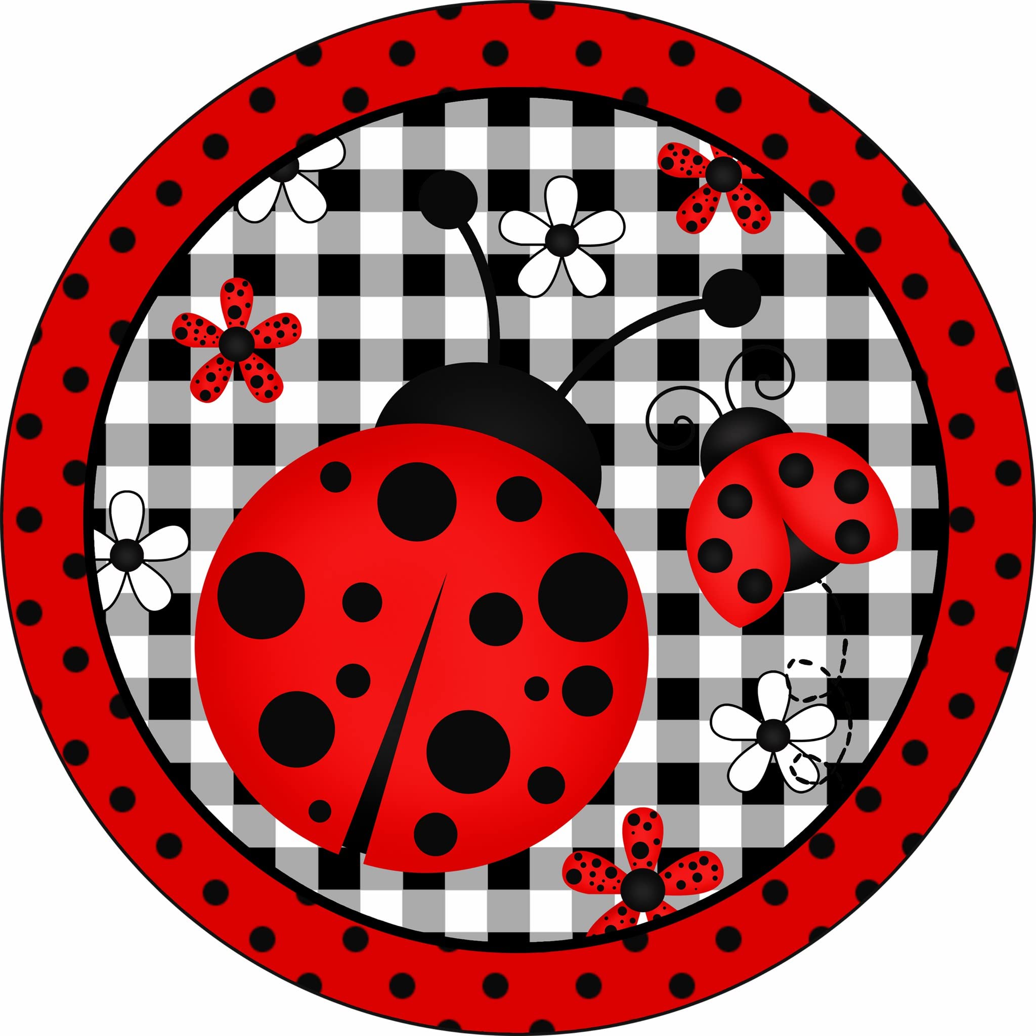 Ensound A11 Ladybug Lady Bug Ladybird Sign 12X12 Inch Round Metal Wreath Sign Wall Plaque Decor