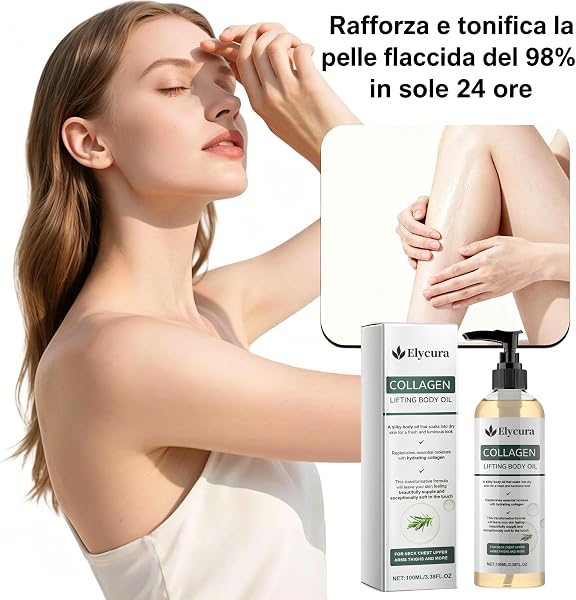 Elycura Collagene Olio Corpo Liftante, Olio Nutriente per Pelli Mature, Elycura Olio Corpo Rassodante Tonificante, Idratante Rassodante non Grassa da, per Collo, Petto, Braccia, Gambe (1) - 4