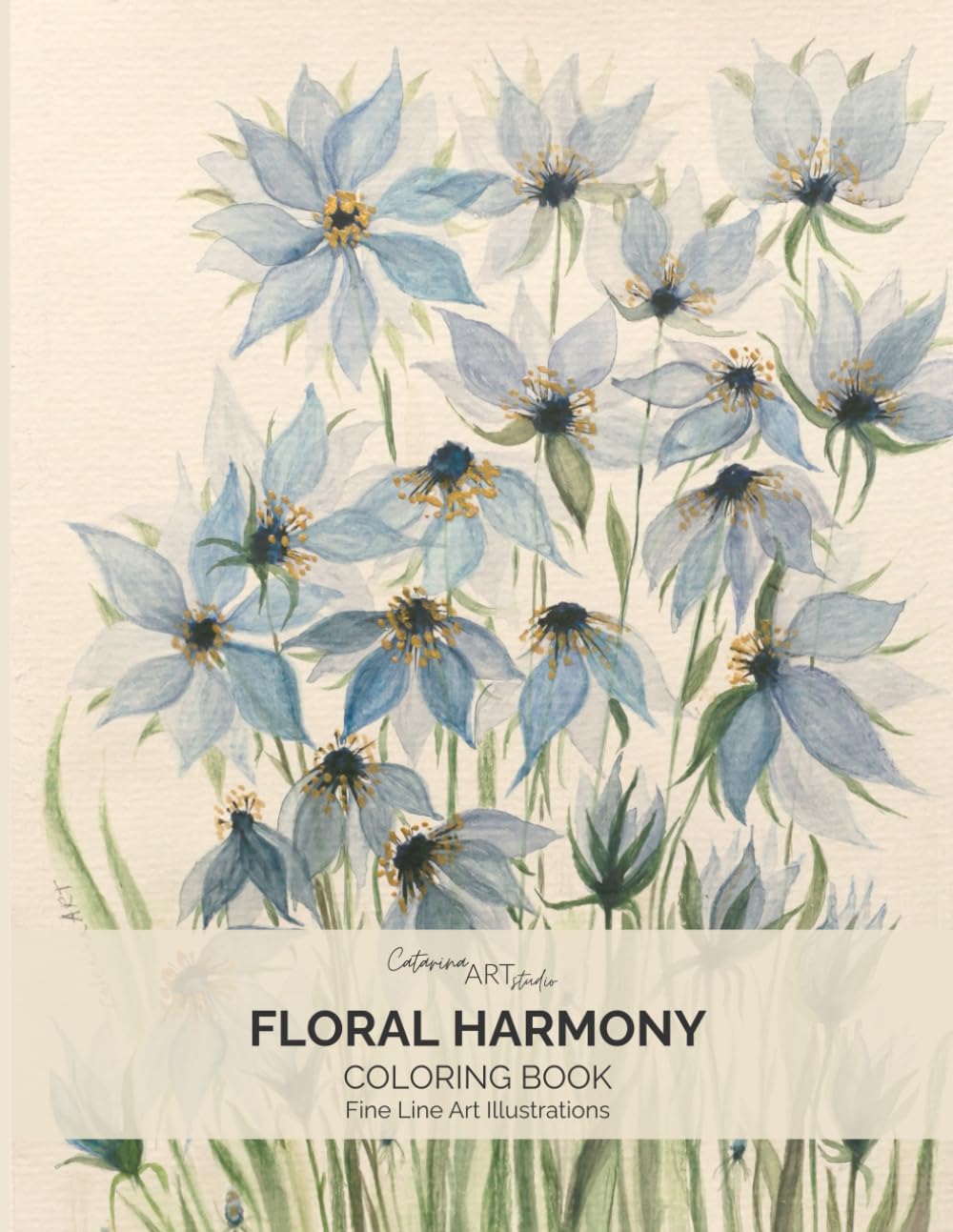Floral Harmony Coloring Book: Fine Line Floral Illustrations Inspired by Original Watercolor Art (Fine Line Botanical Coloring Book Series)