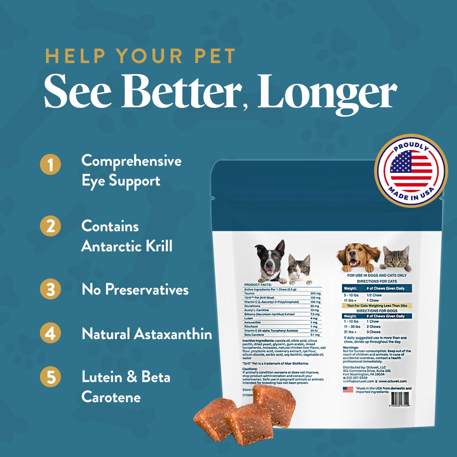 OcluVet Vision Chews Eye Supplements for Dogs & Cats, 15 Count — Amazon image 2