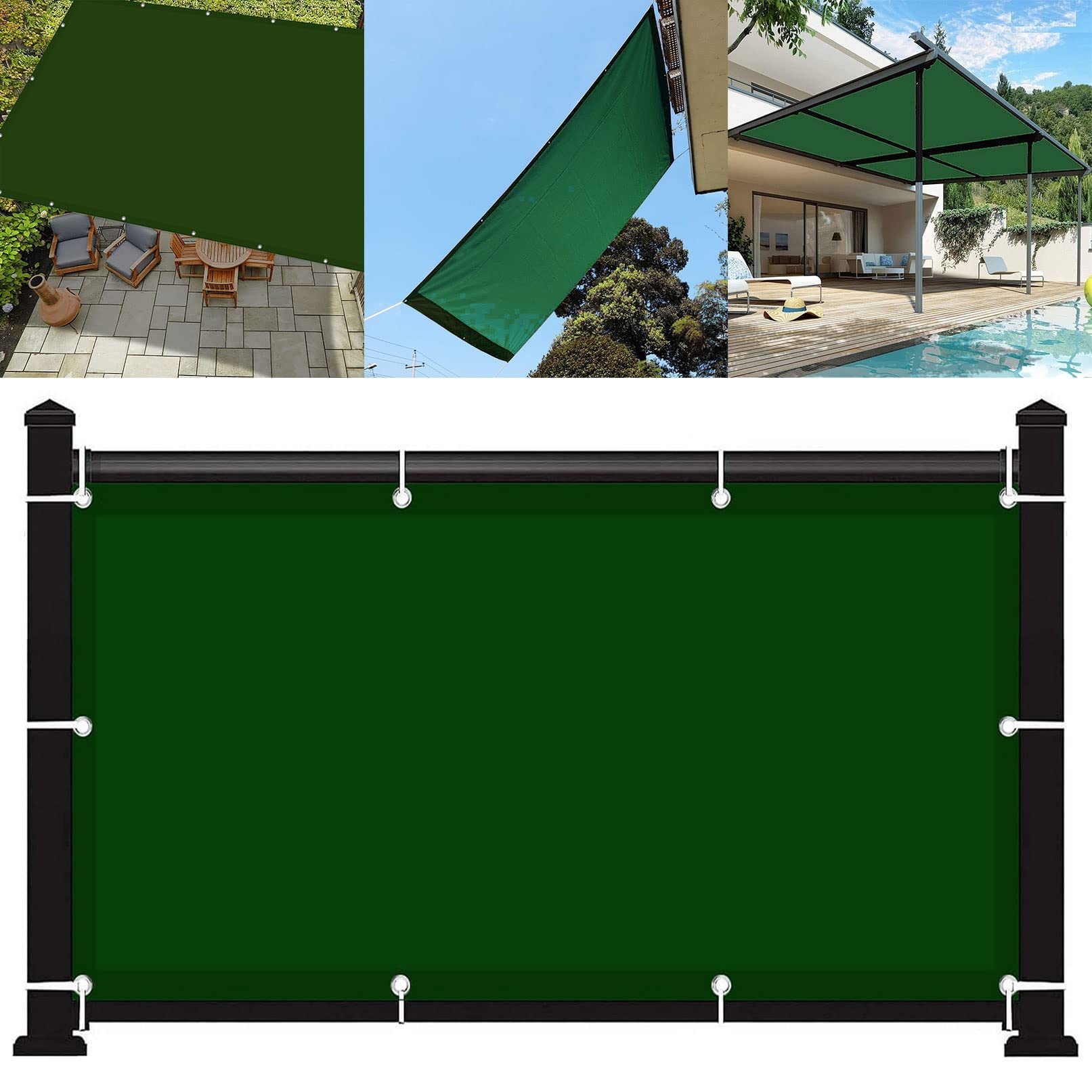 Toile ombrage 1.2x3.2m contre la chaleur sur terrasse et balcon