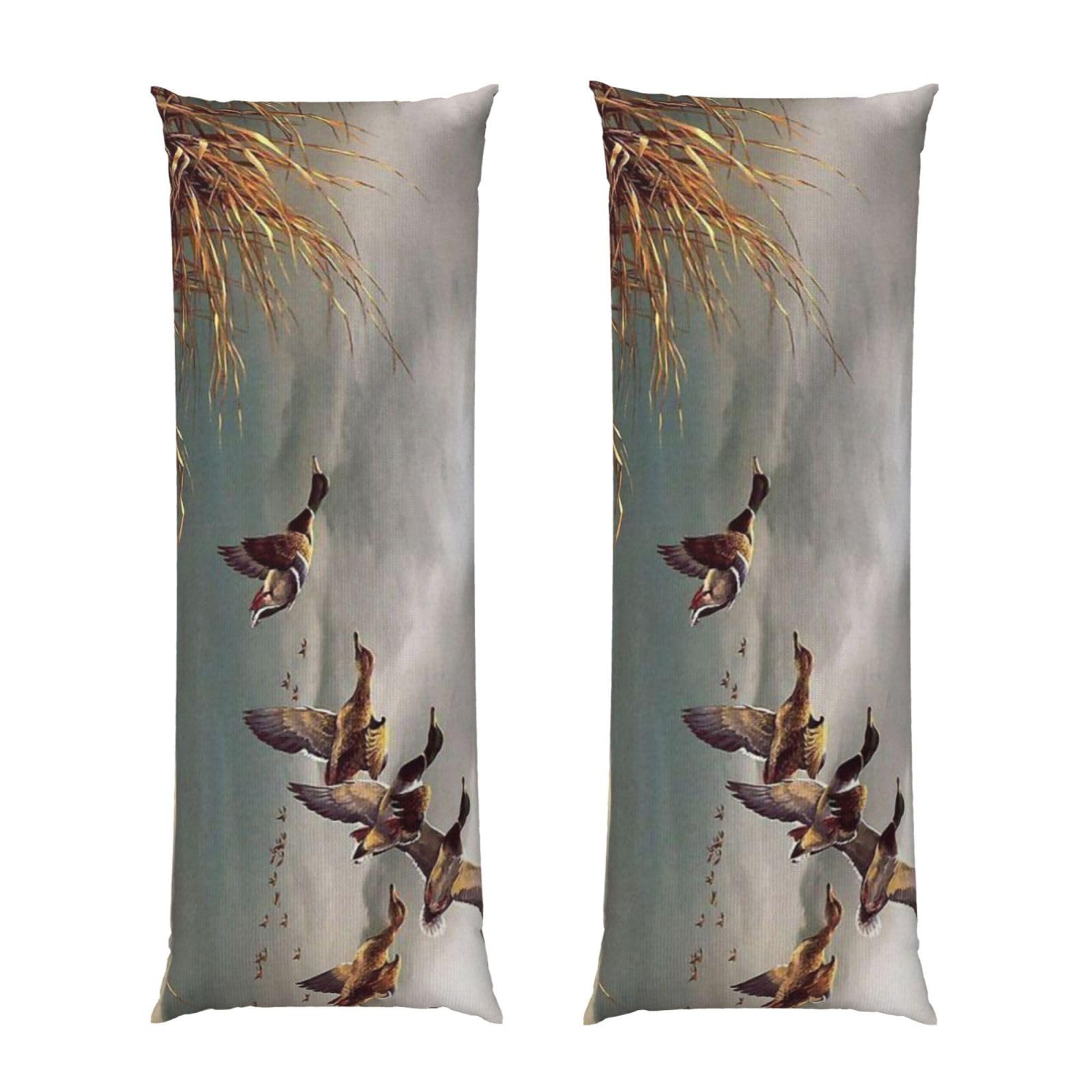 Housse de coussin canards sauvages chasseurs volants grand format rectangulaire lit