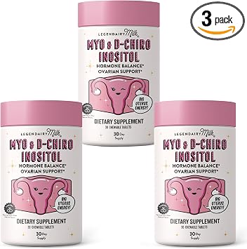 Legendairy Milk Myo Inositol and D Chiro Inositol Supplement for Women, 401 Ratio, Sugar Free Vegan Chewable Tablets, Cherry Flavor, 90 Day Supply, Pack of 3