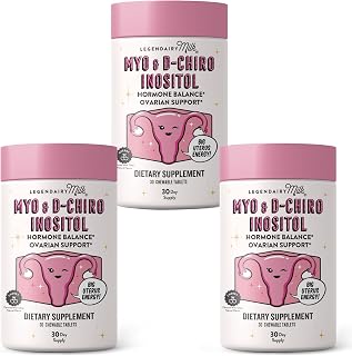Legendairy Milk Myo Inositol and D Chiro Inositol Supplement for Women, 40:1 Ratio, Sugar Free Vegan Chewable Tablets, Cherry Flavor, 90 Day Supply, Pack of 3
