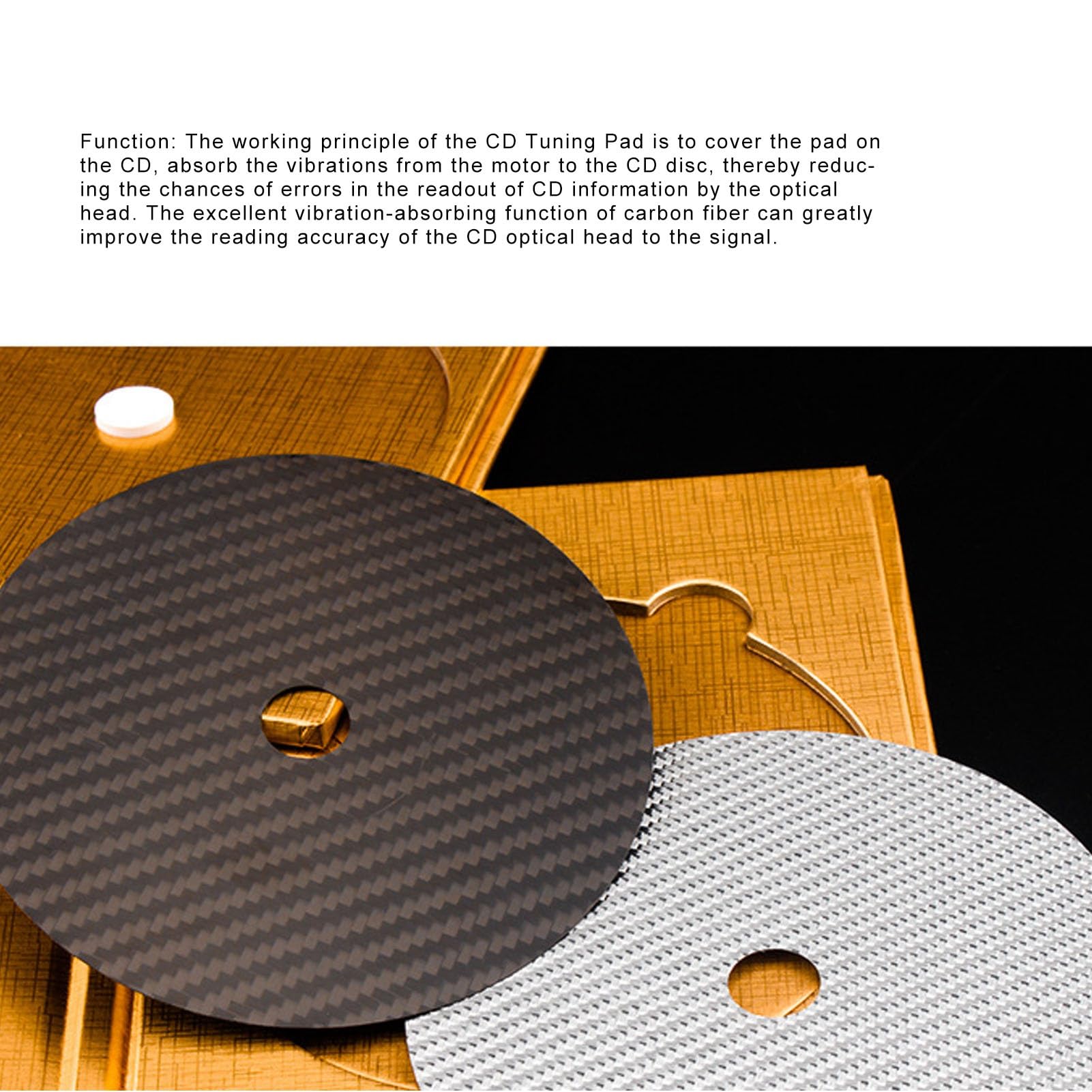 Carbon Fiber CD DVD Stabilizer, CD DVD Tuning Pad HIFI CD Tuning Mat Low Distortion Rate Carbon Fiber CD Pad for CD Player (Black)