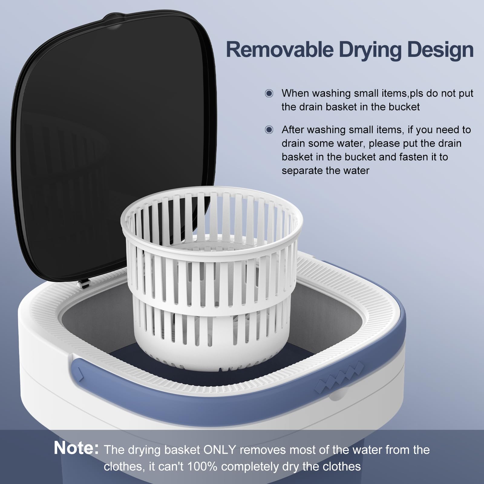 Portable Washing Machine, 12L Upgraded Mini Washing Machine With Spin Basket, Foldable Camping Washing Machine for Underwear, Baby Clothes Socks, Small Washing Machine for Apartments, Dorm,RV, Travel — view 7